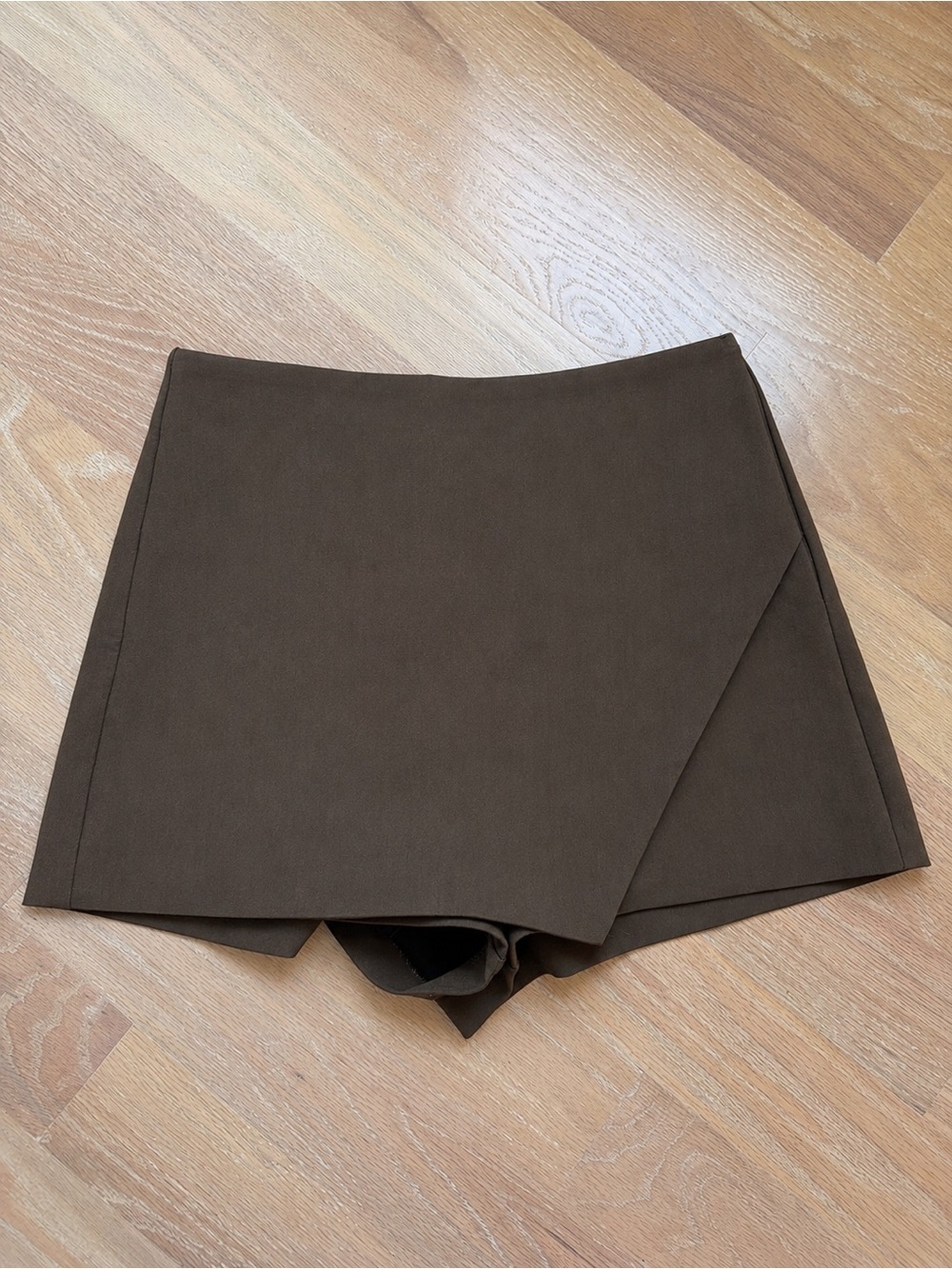 Zara Brown Wrap-Style Skort
